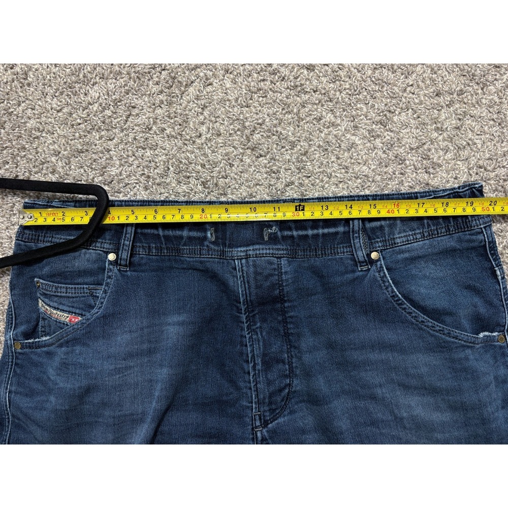 Diesel Krooley Jeans Mens 38x32 Denim Sweat Pants Blue Dark Wash Distressed - Picture 13 of 16